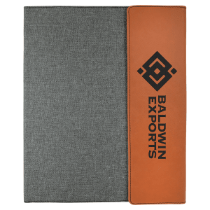 Gray with Rawhide/Black Leatherette Canvas Portfolio with Notepad