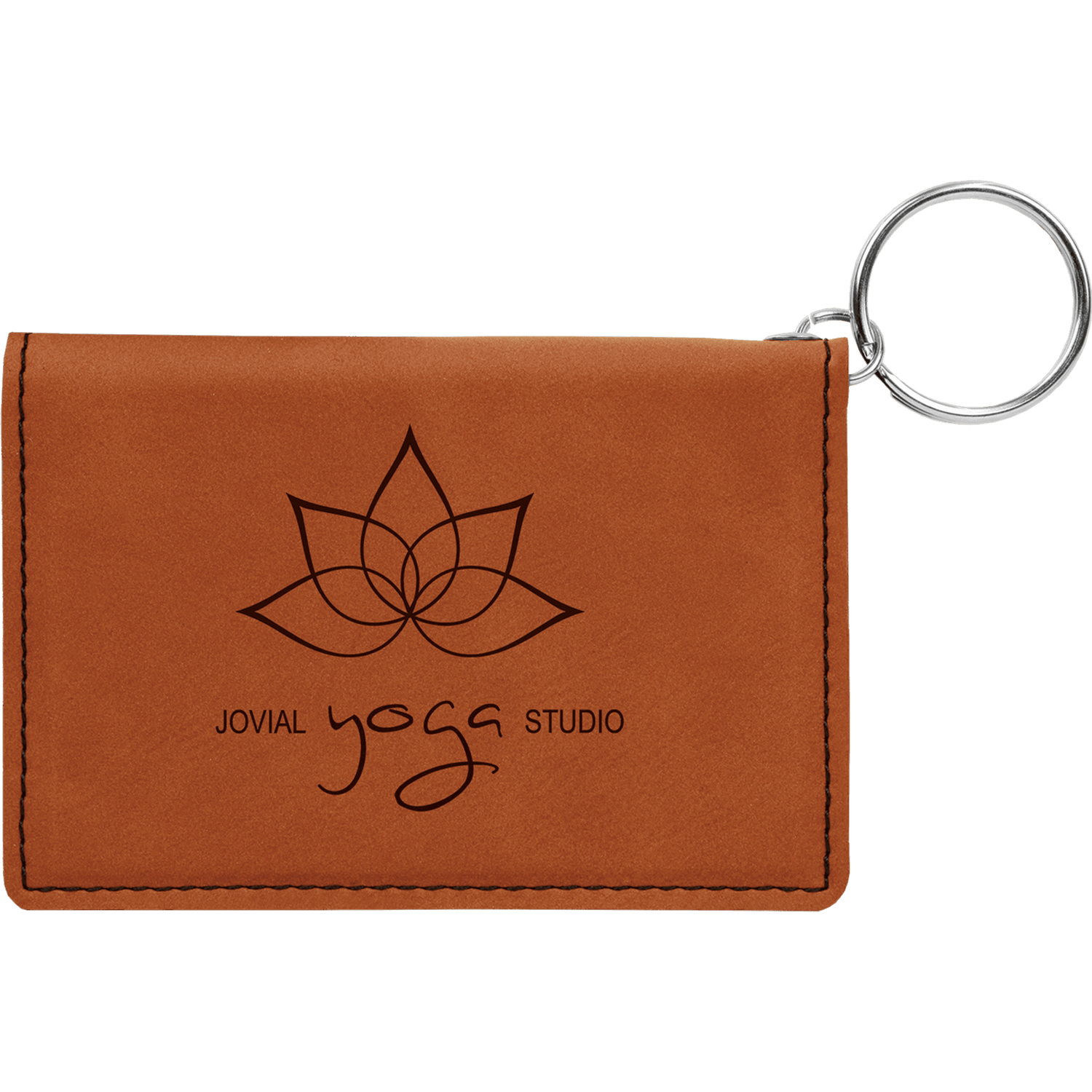 Rawhide Leatherette ID Holder Keychain