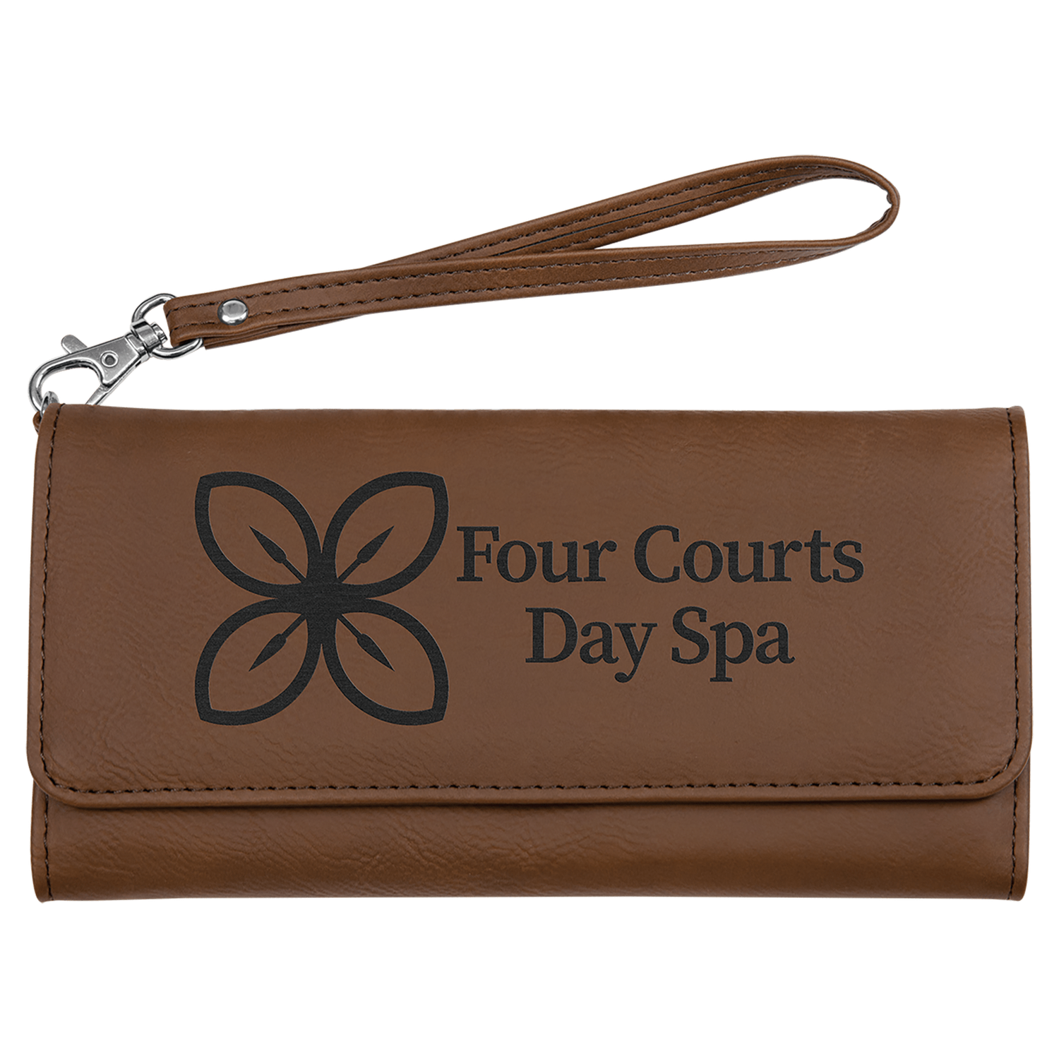 Dark Brown Leatherette Wallet with Strap