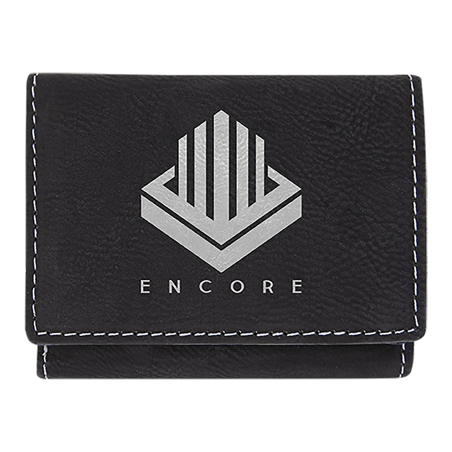 Black/Silver Leatherette Trifold Wallet with RFD Blocking