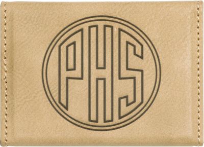 Light Brown Leatherette Hard Business Card Case with Magnetic Closure