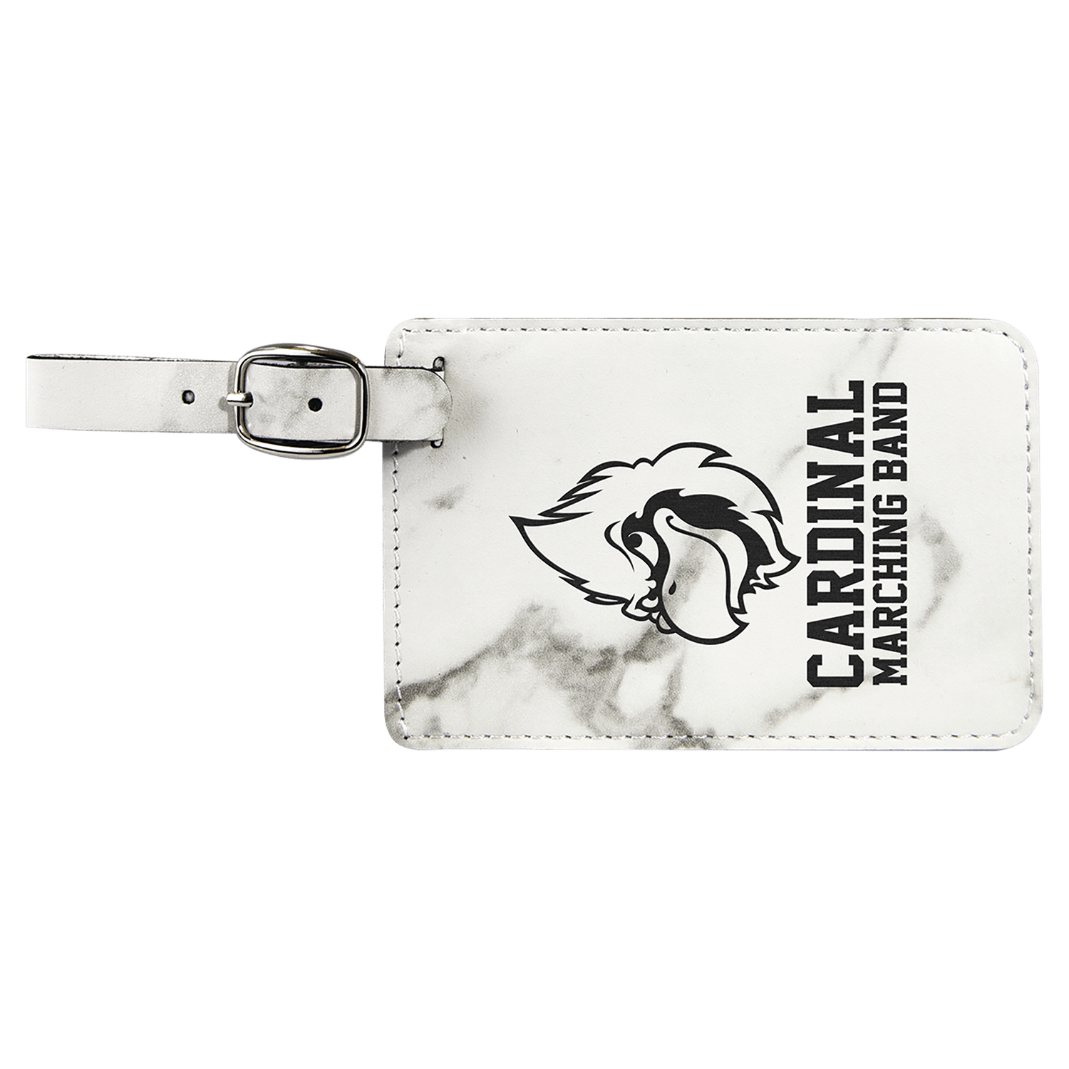 White Marble Leatherette Luggage Tag