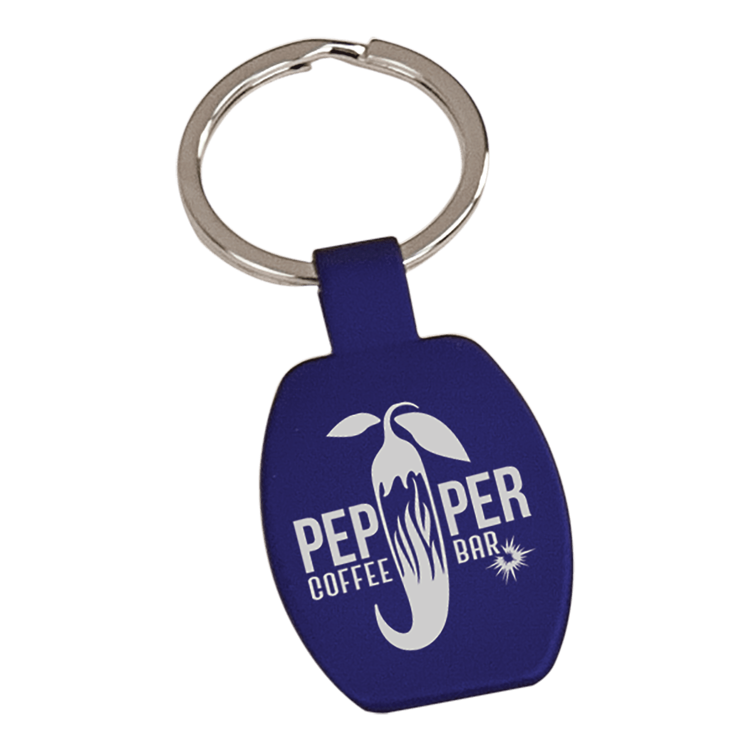 Blue Rectangle Metal Keychain