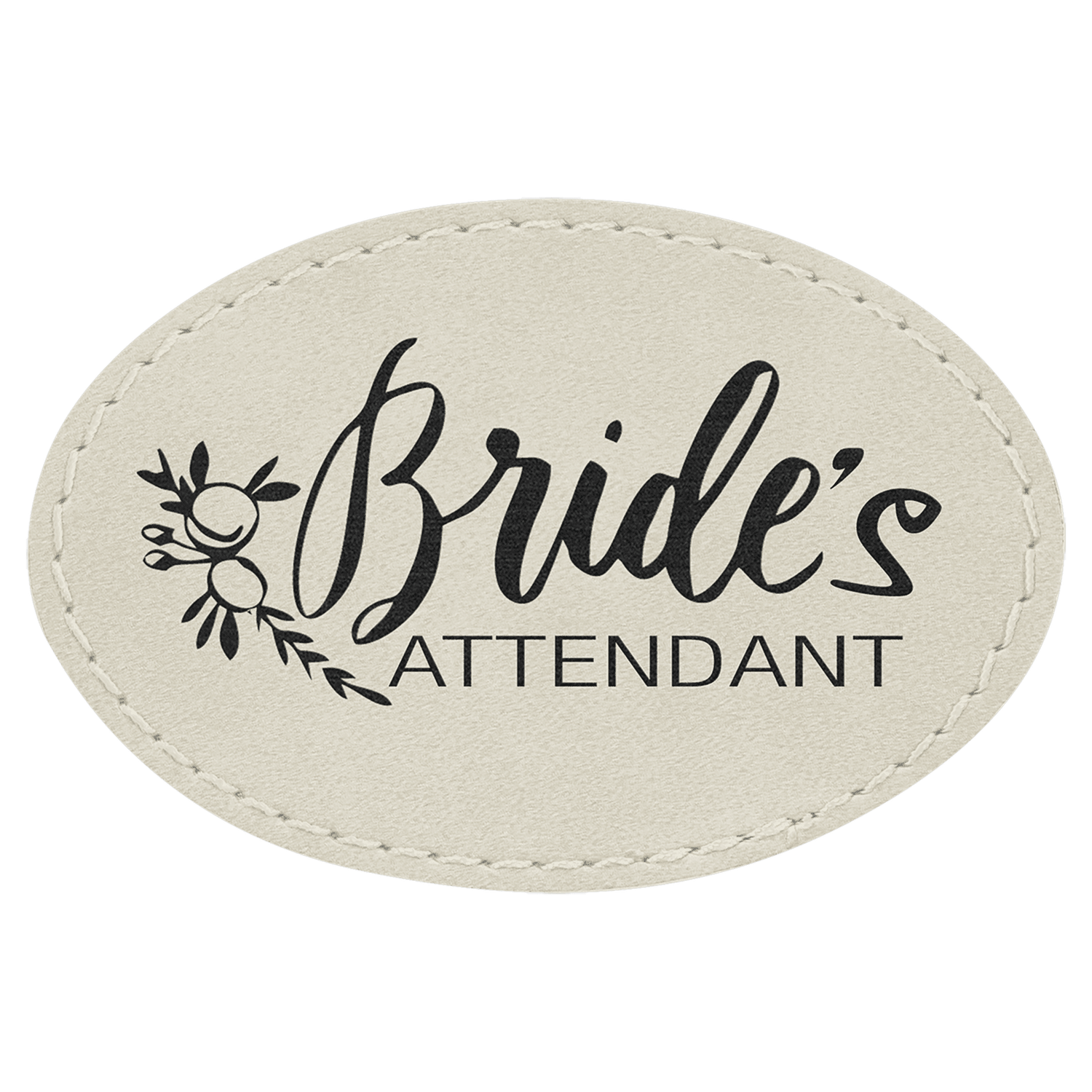 White Leatherette Oval Patch