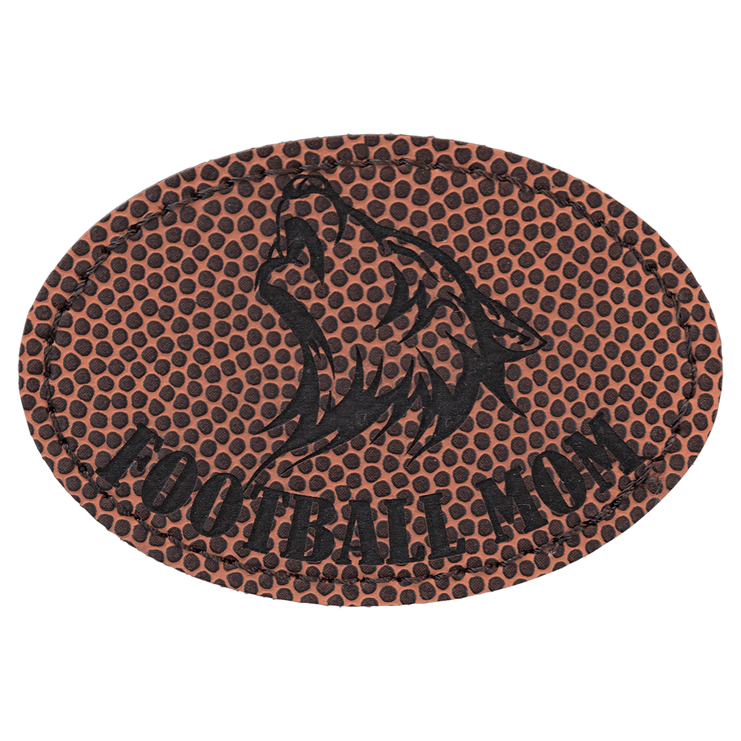 Football Laserable Leatherette Oval Patch with Adhesive