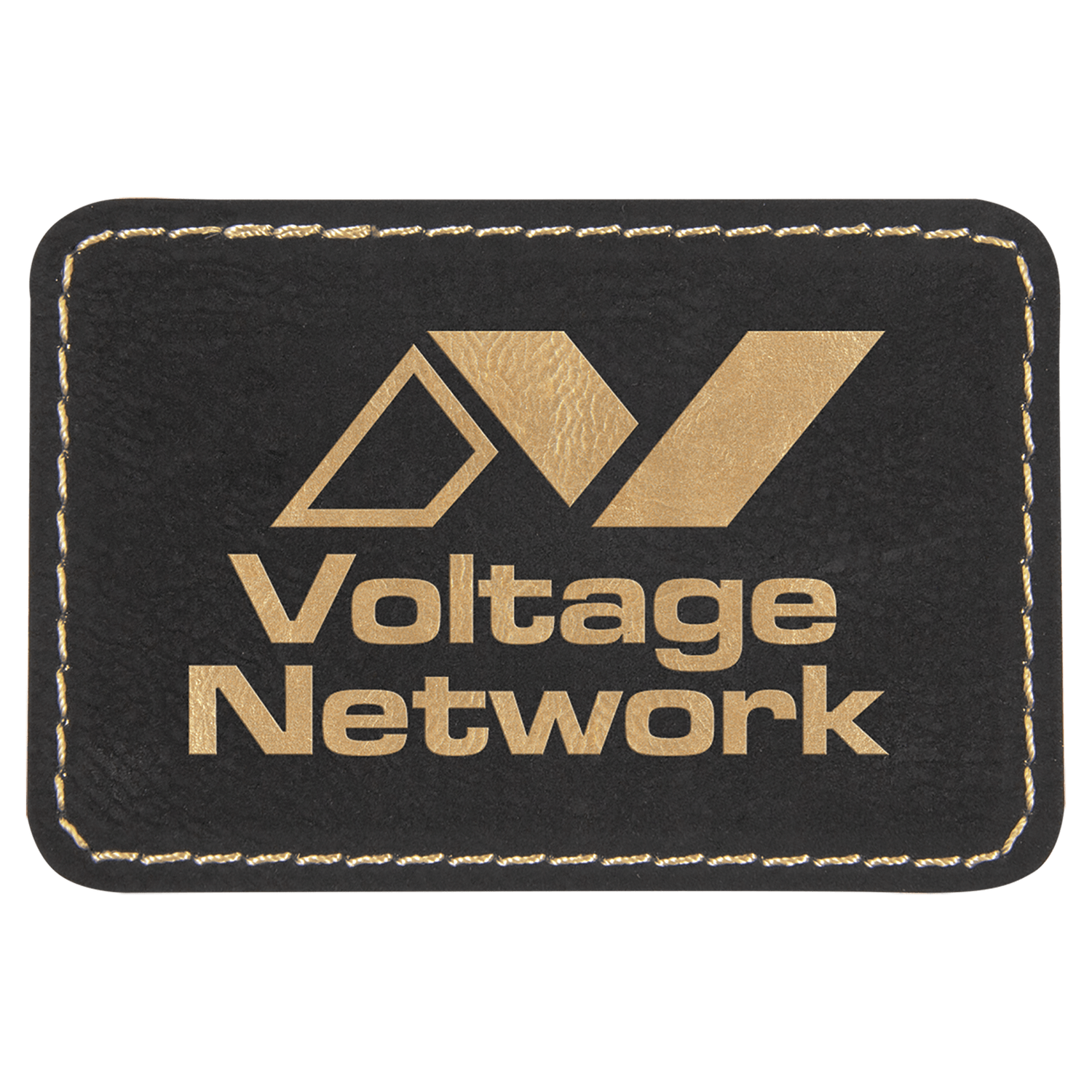 Black/Gold Leatherette Rectangle Patch