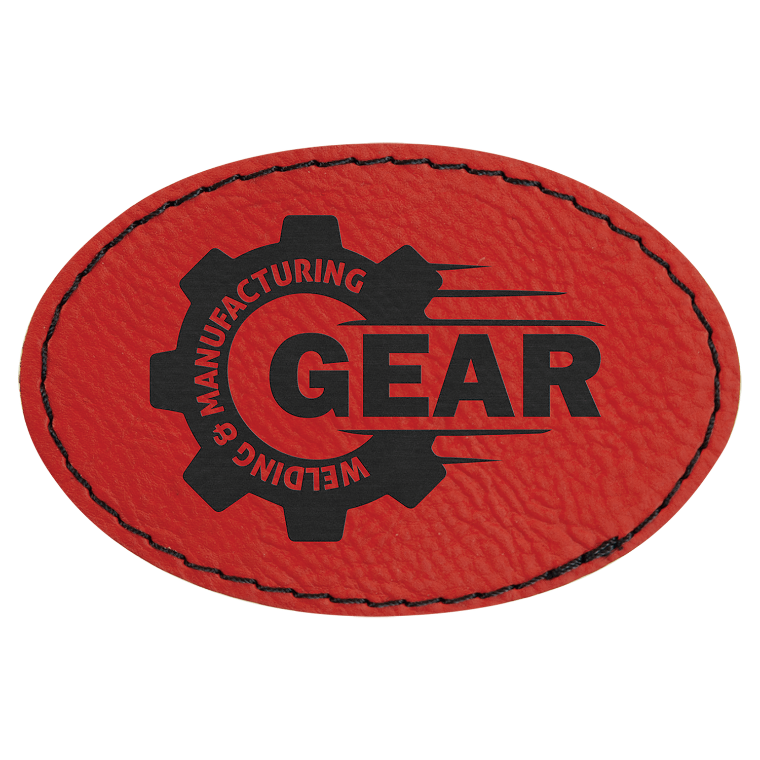 Red Leatherette Oval Patch