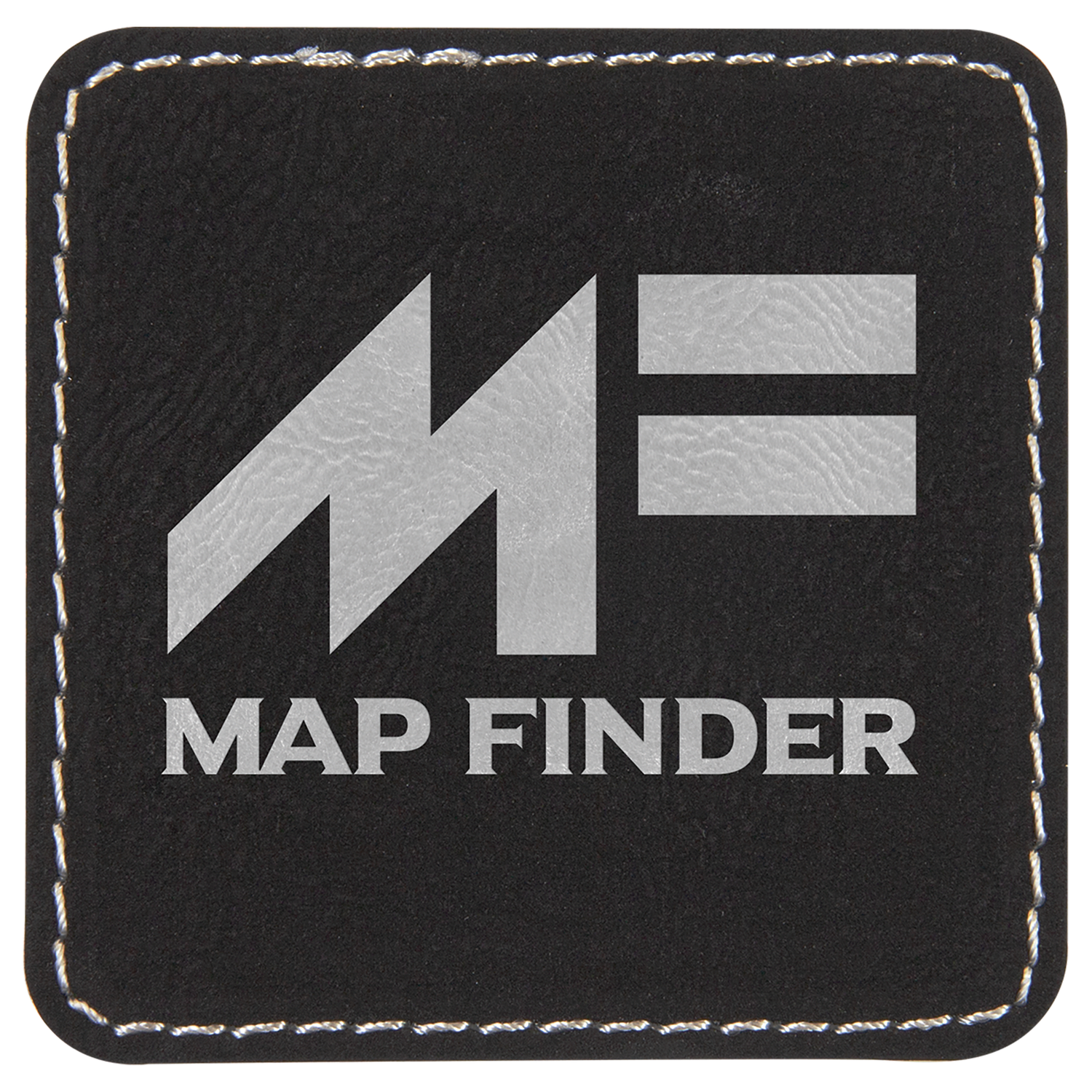 Black/Silver Leatherette Square Patch