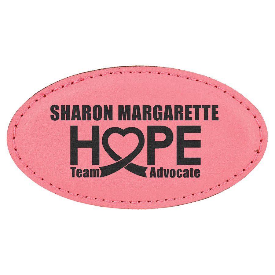 Pink Leatherette Oval Name Badge with Magnet