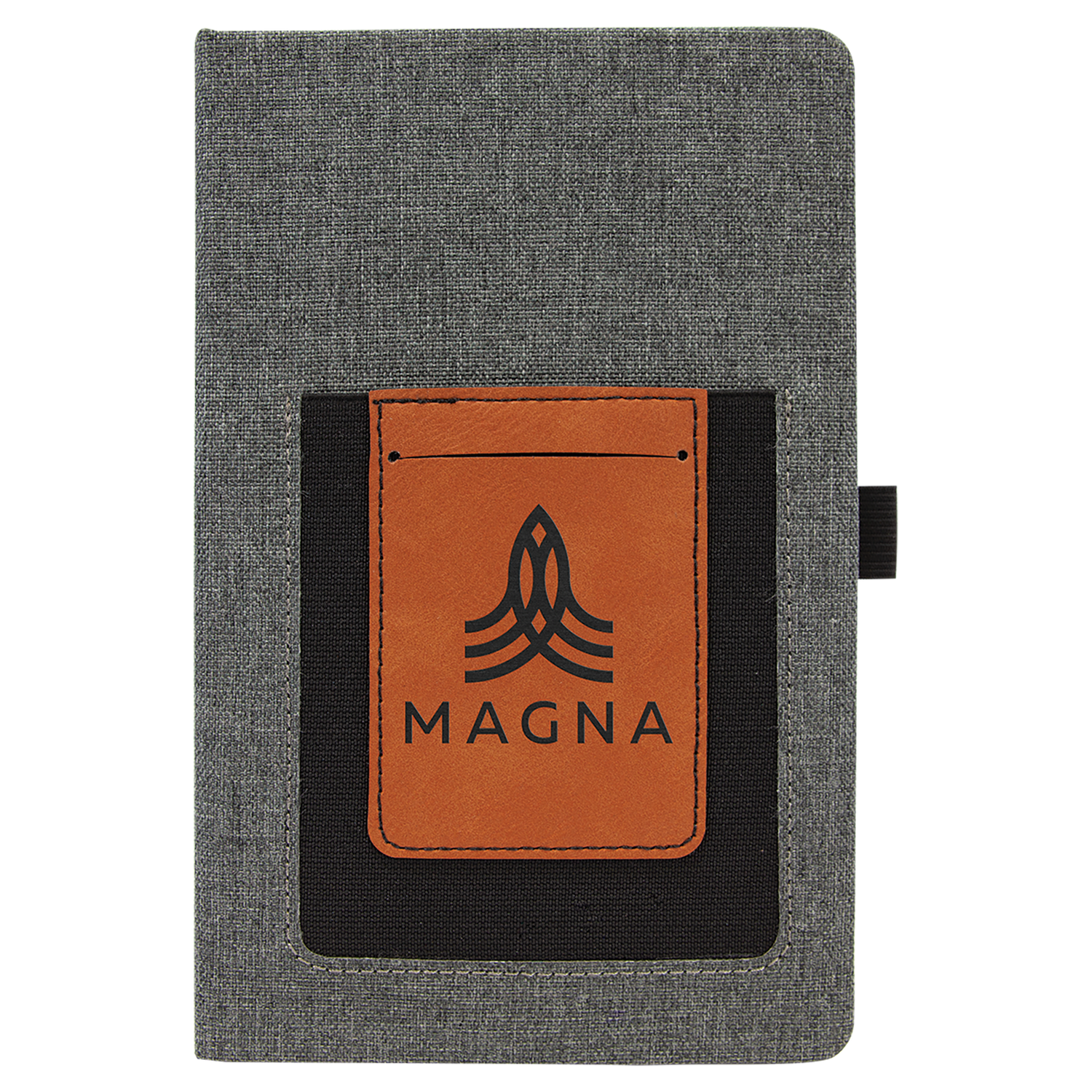 Gray with Rawhide/Black Canvas Journal with Leatherette Phone Pouch