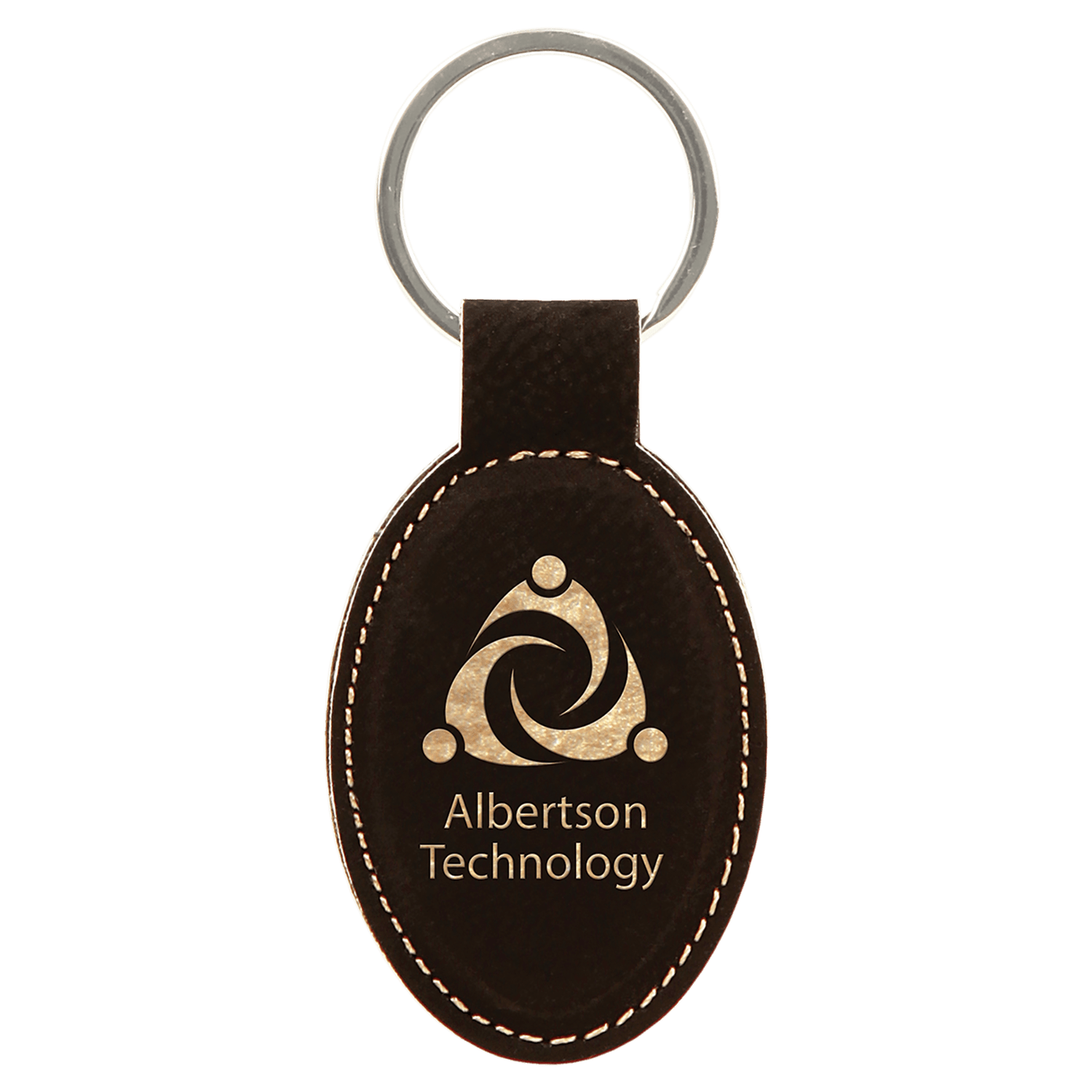 Black/Gold Leatherette Oval Keychain