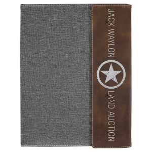 Gray with Rustic/Silver Leatherette Canvas Portfolio with Notepad
