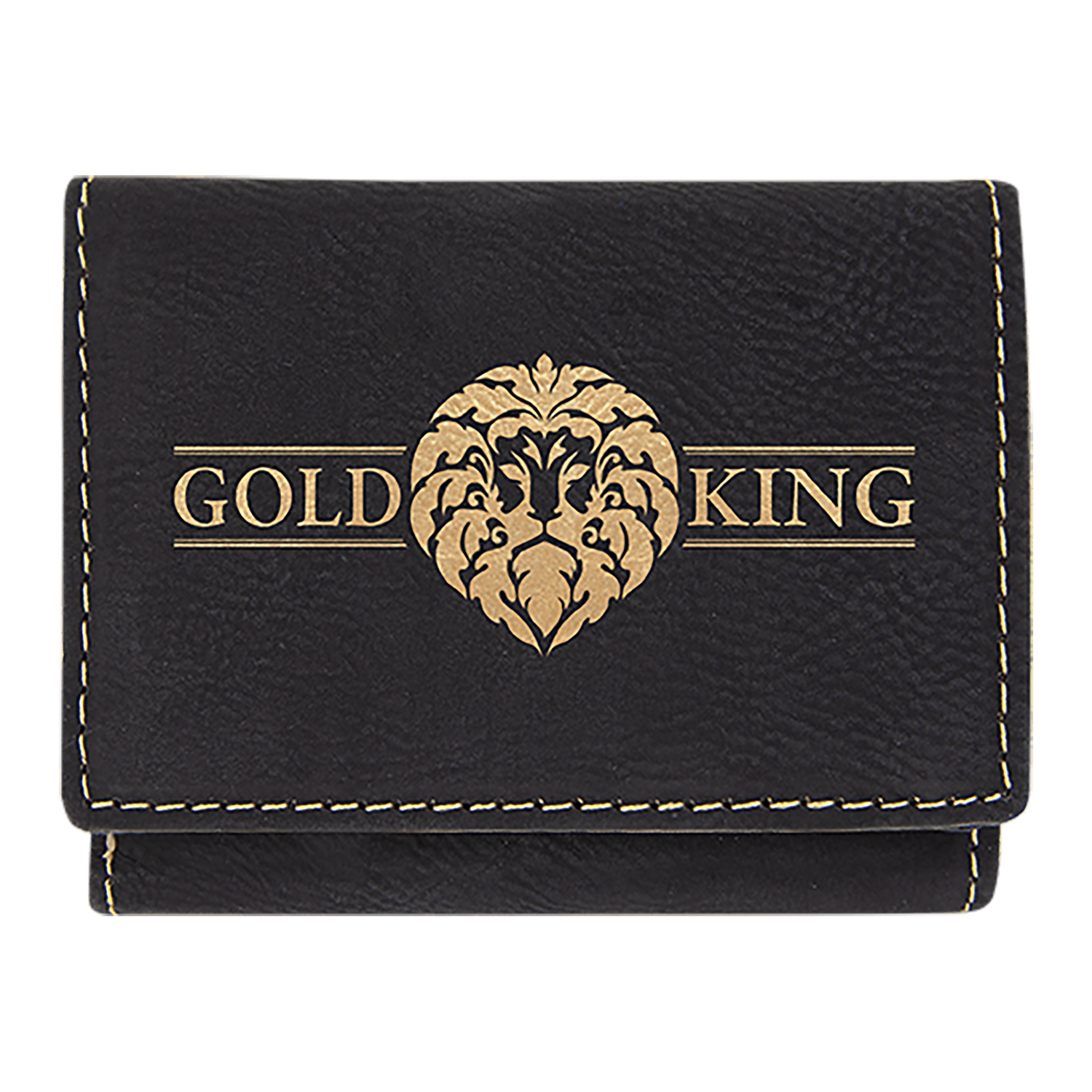 Black/Gold Leatherette Trifold Wallet with RFD Blocking