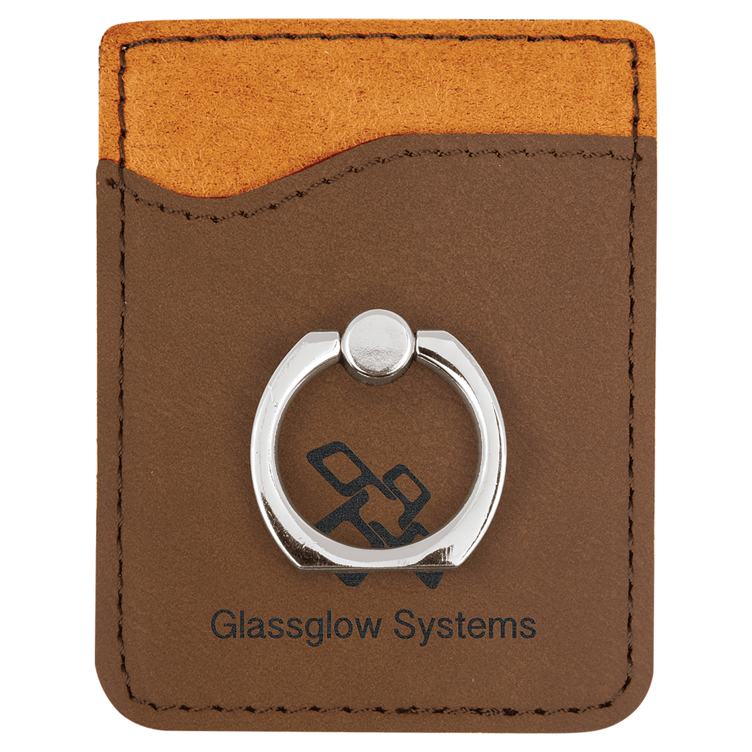 Dark Brown Leatherette Phone Wallet with Ring