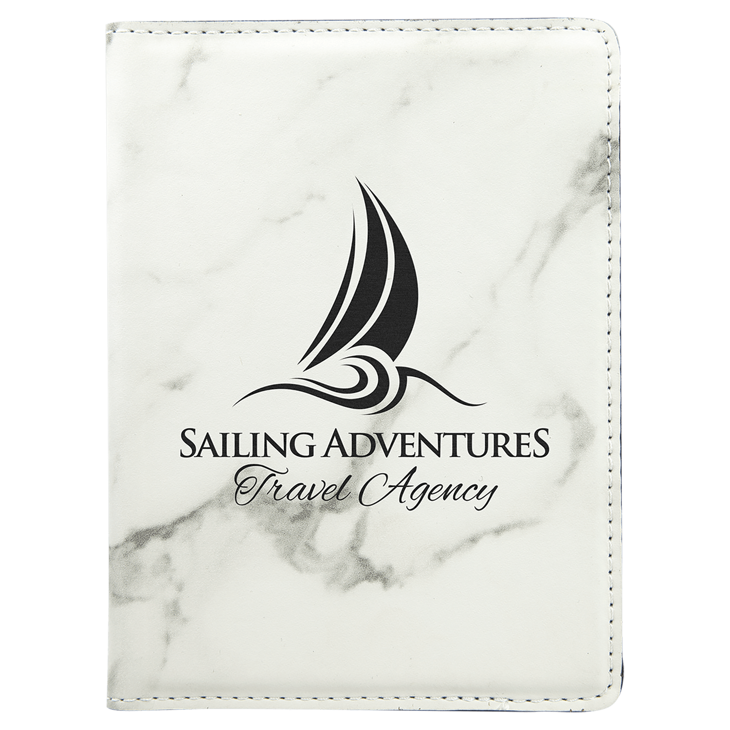 White Marble Leatherette Passport Holder