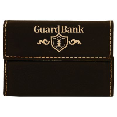 Black/Gold Leatherette Hard Business Card Case with Magnetic Closure