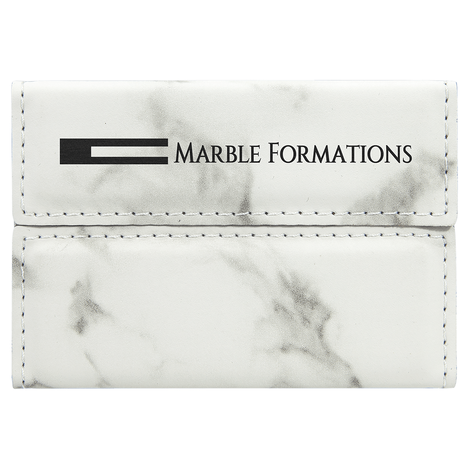 White Marble Leatherette Hard Business Card Case with Magnetic Closure