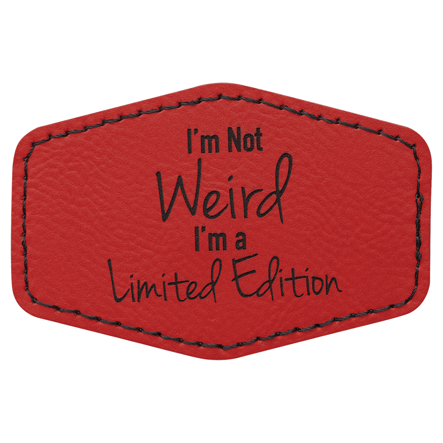 Red Leatherette Hex Patch