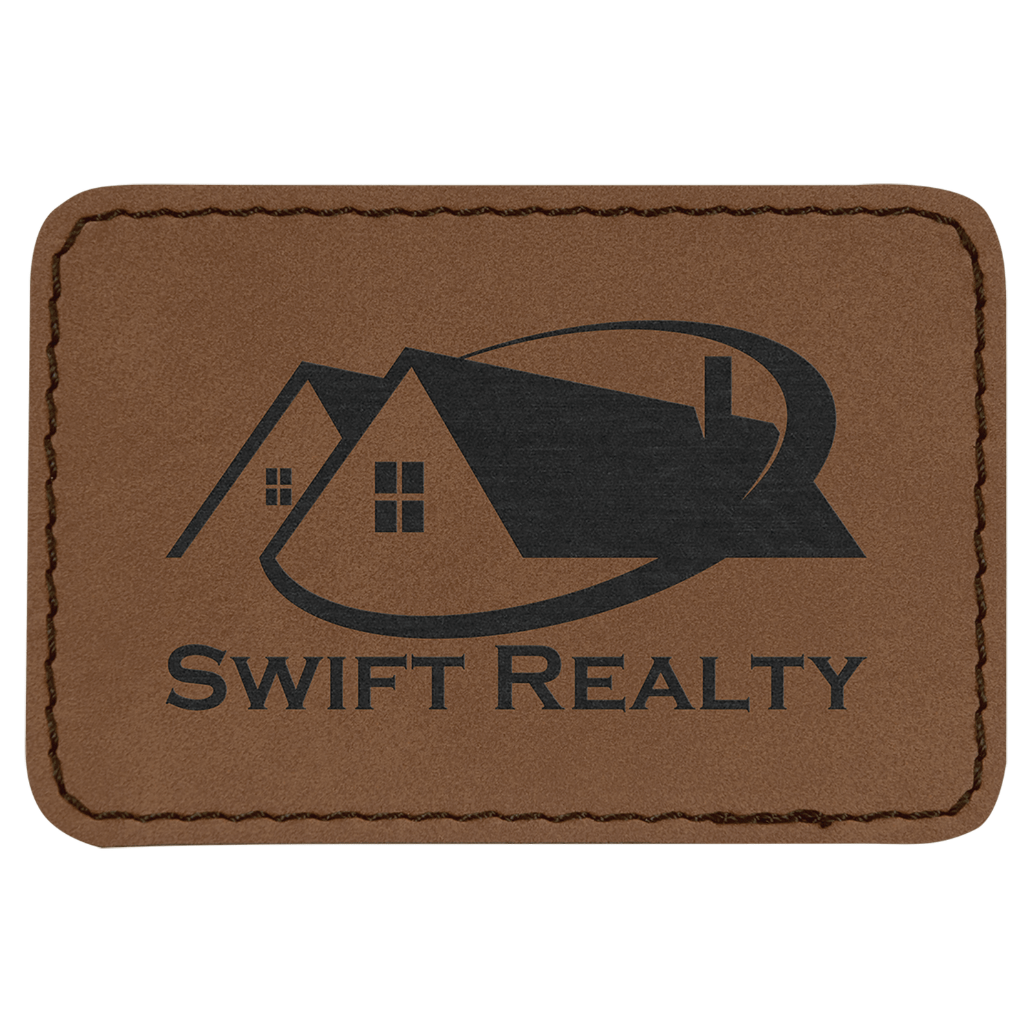 Dark Brown Leatherette Rectangle Patch