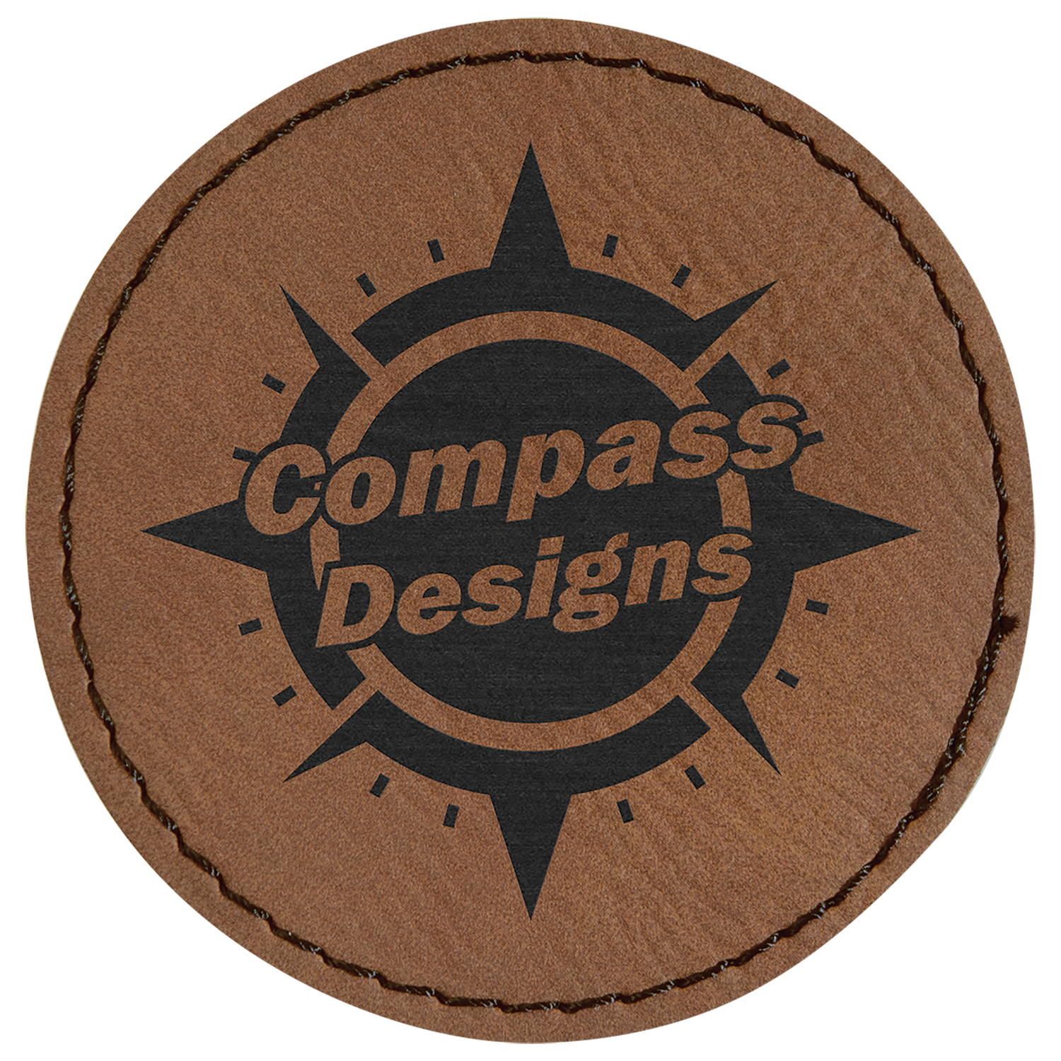 Dark Brown Leatherette Round Patch