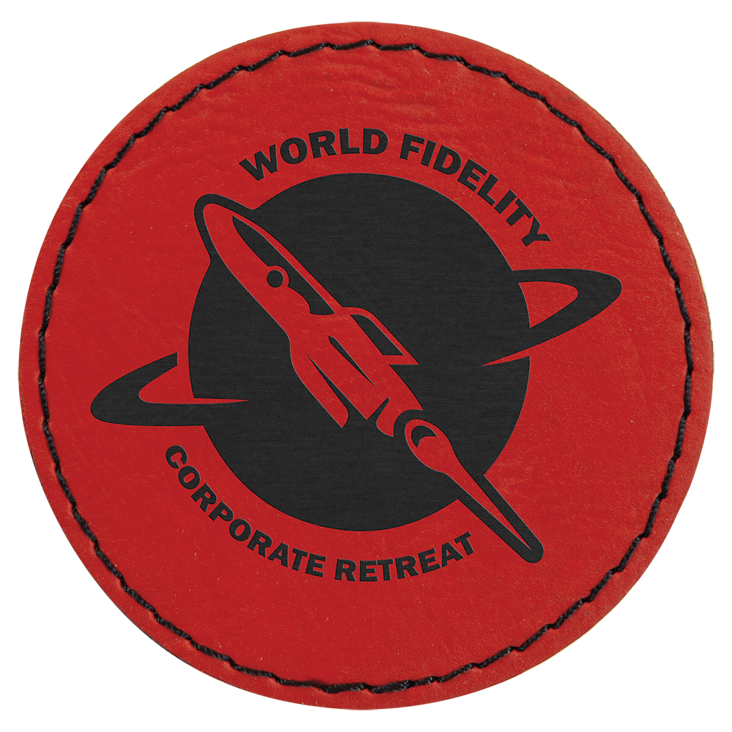 Red Leatherette Round Patch
