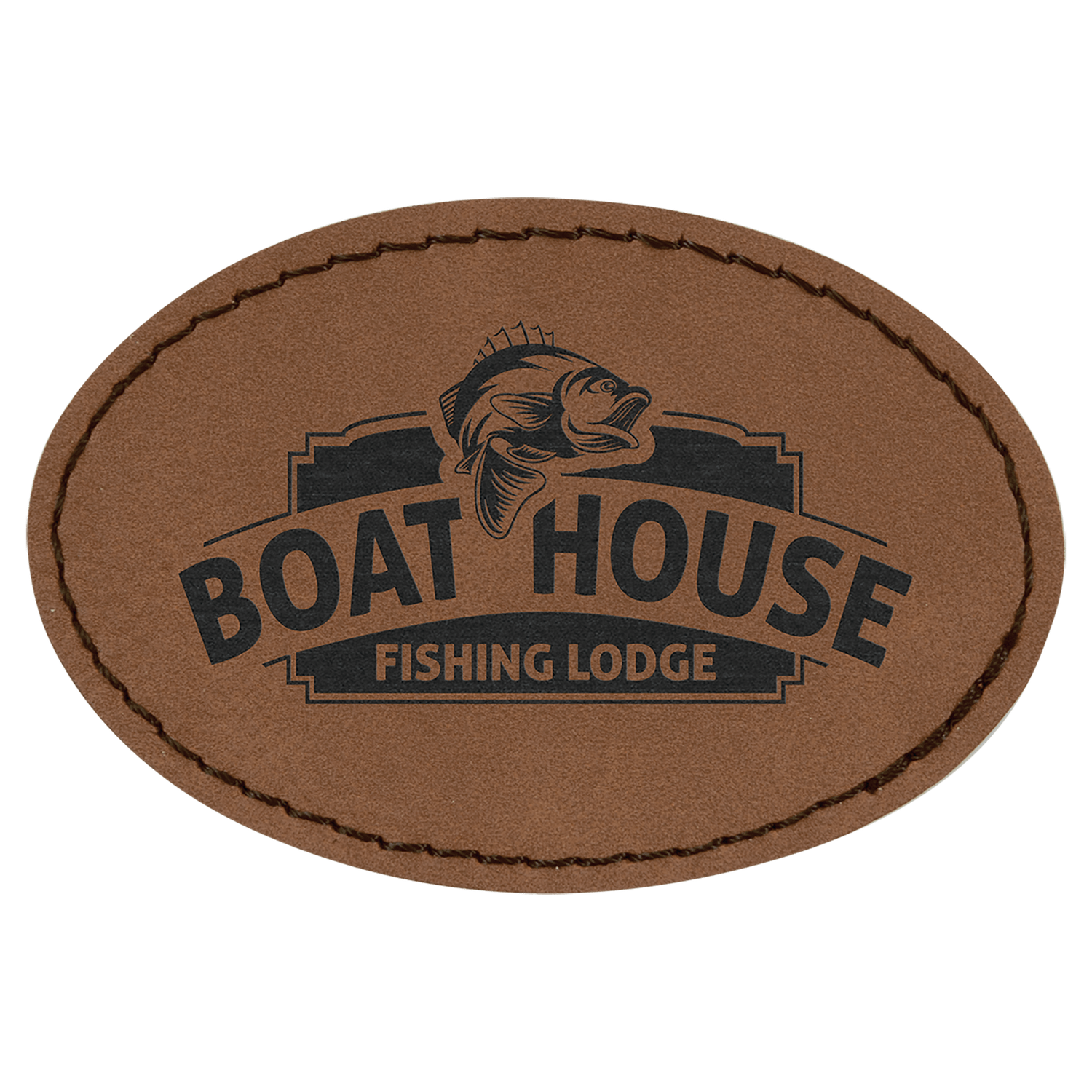 Dark Brown Leatherette Oval Patch