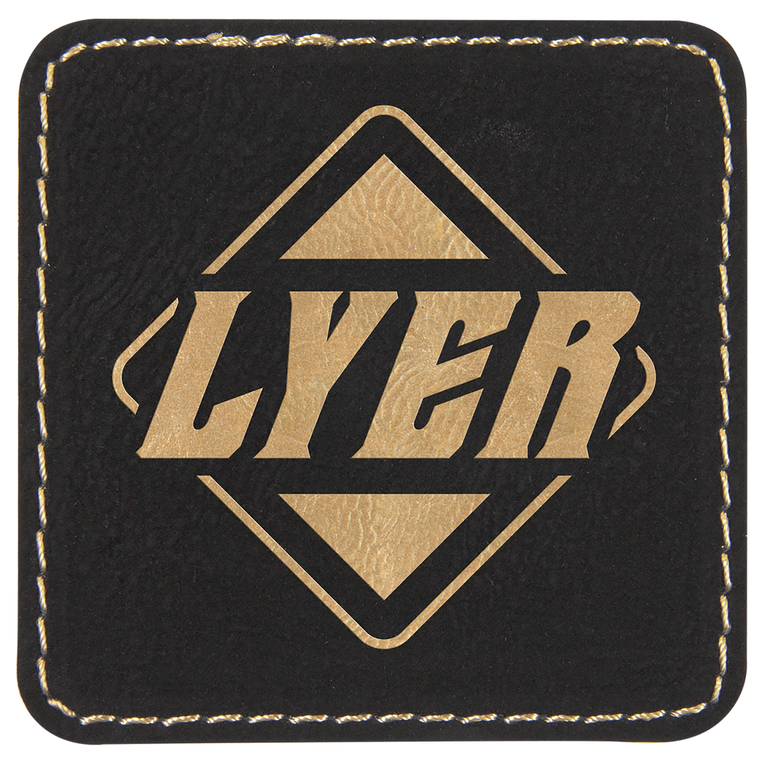 Black/Gold Leatherette Square Patch