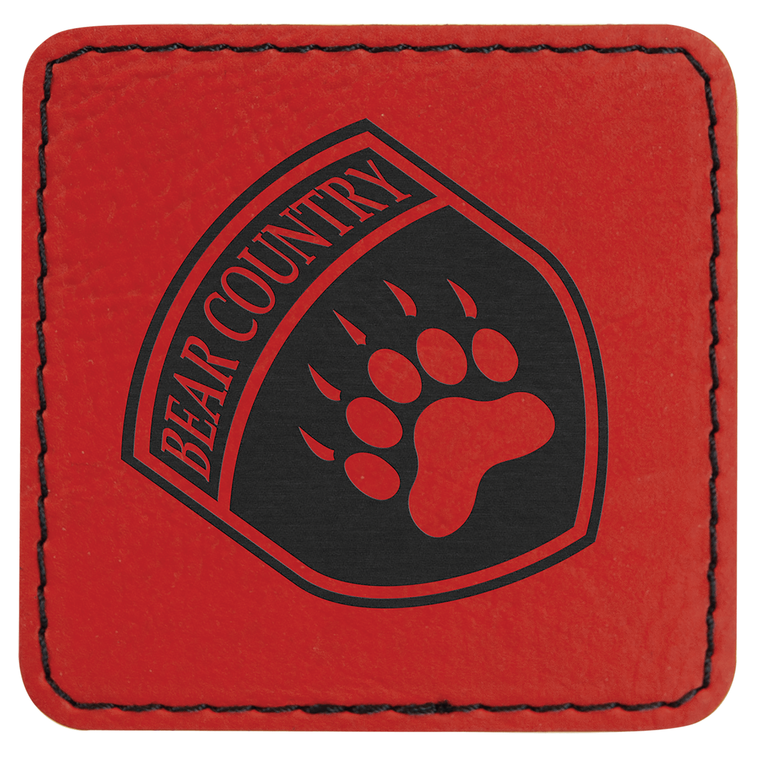 Red Leatherette Square Patch