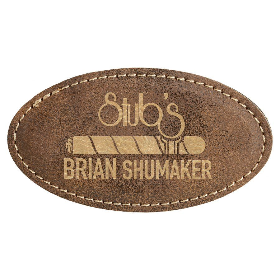 Rustic/Gold Leatherette Oval Name Badge with Magnet