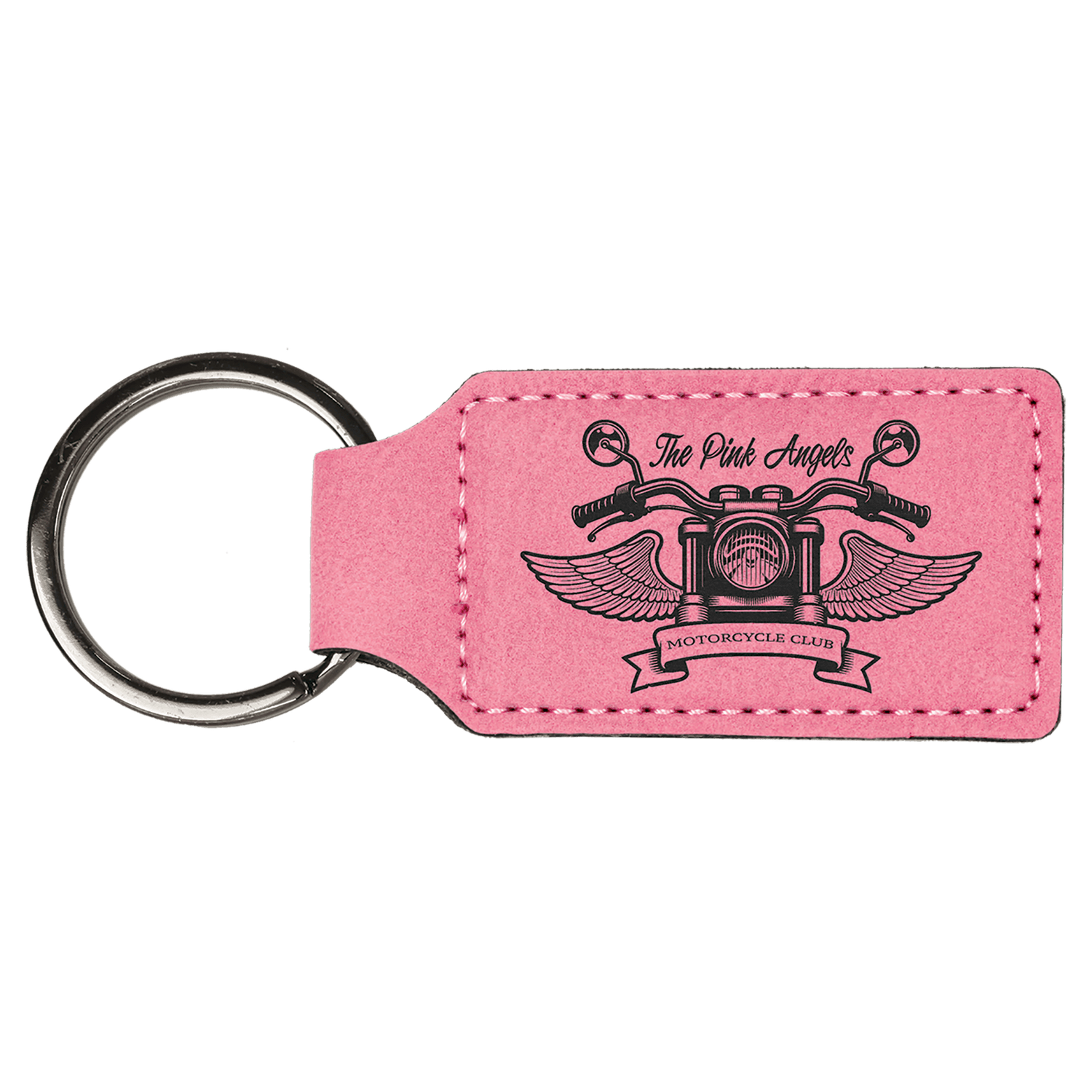 Rose Leatherette Rectangle Keychain