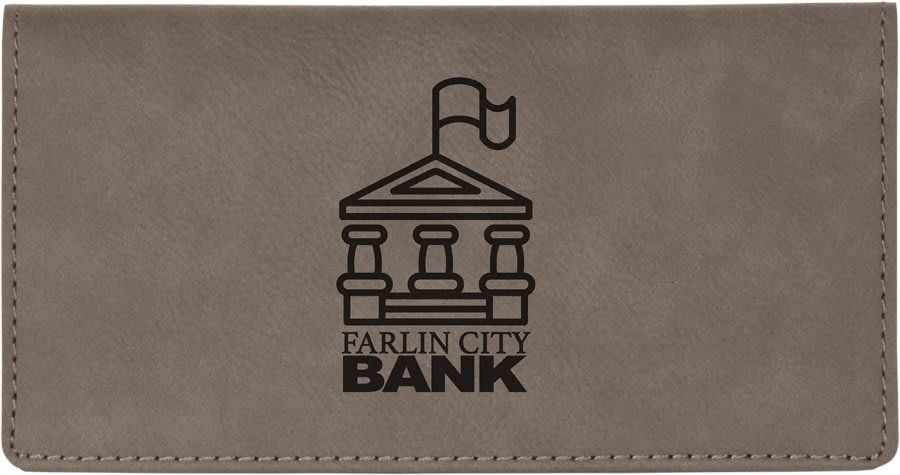 Gray Leatherette Checkbook Cover