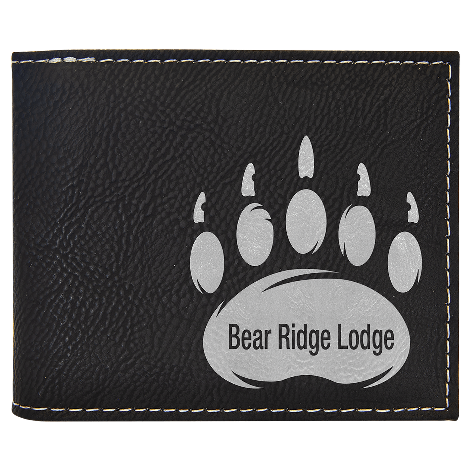 Black/Silver Leatherette Bifold Wallet with Flip ID