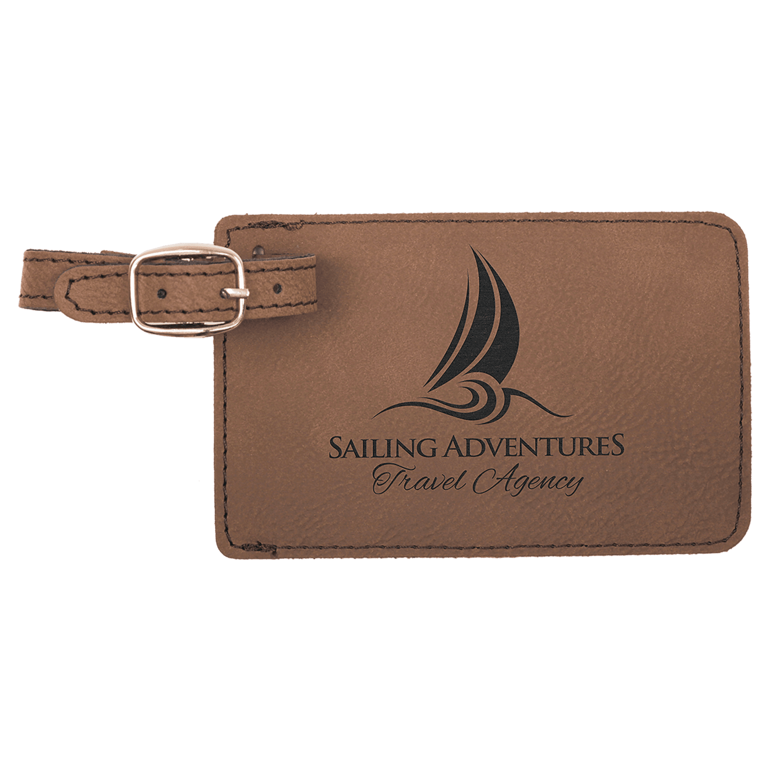 Dark Brown Leatherette Luggage Tag