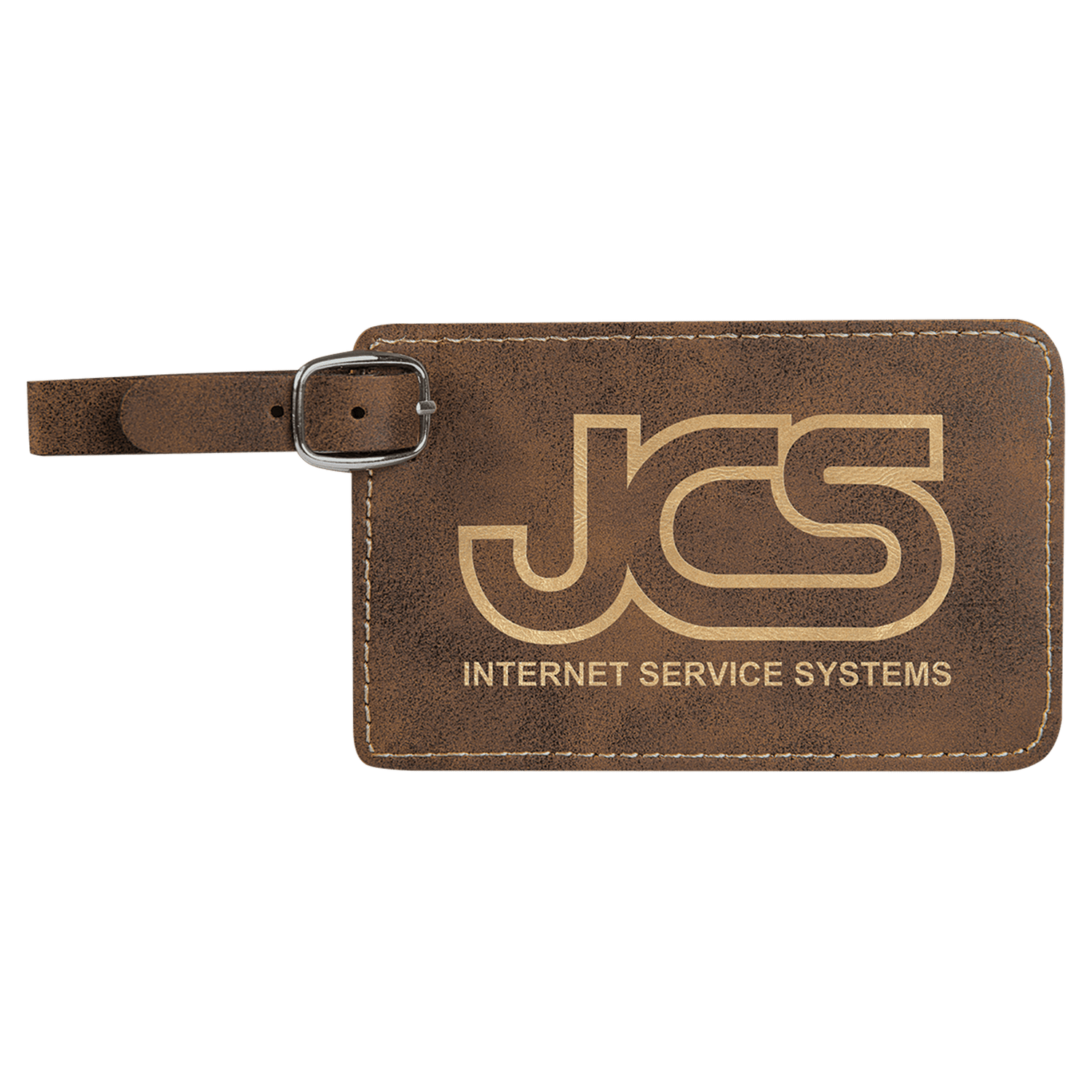 Rustic/Gold Leatherette Luggage Tag