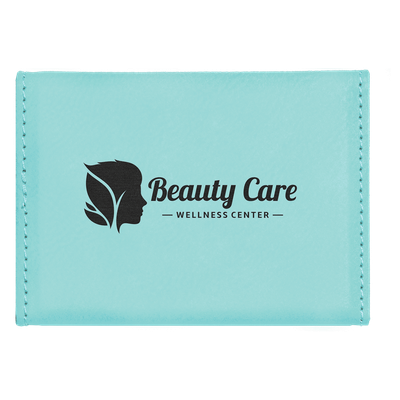 Teal Leatherette Hard Business Card Case with Magnetic Closure