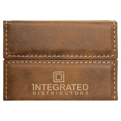 Rustic/Gold Leatherette Hard Business Card Case with Magnetic Closure