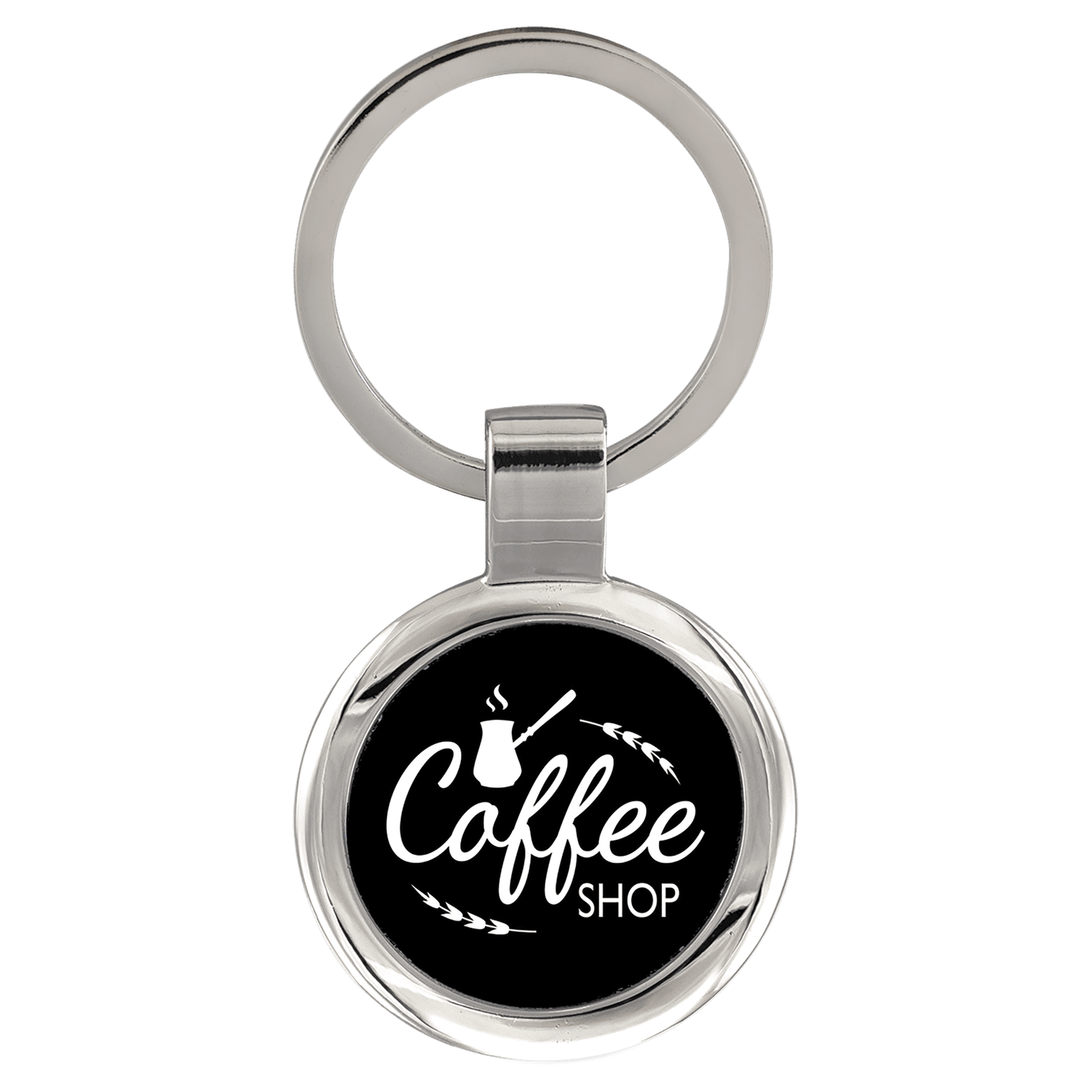 Black Anodized Aluminum Round Keychain