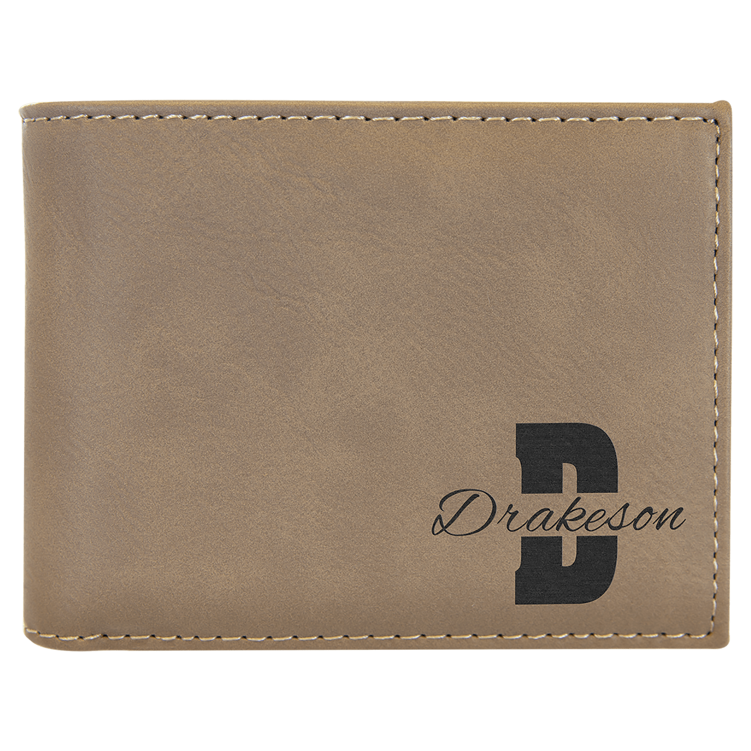Light Brown Leatherette Bifold Wallet with Flip ID
