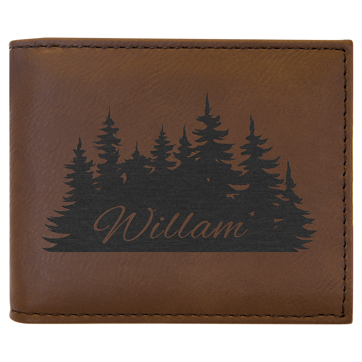 Dark Brown Leatherette Bifold Wallet with Flip ID