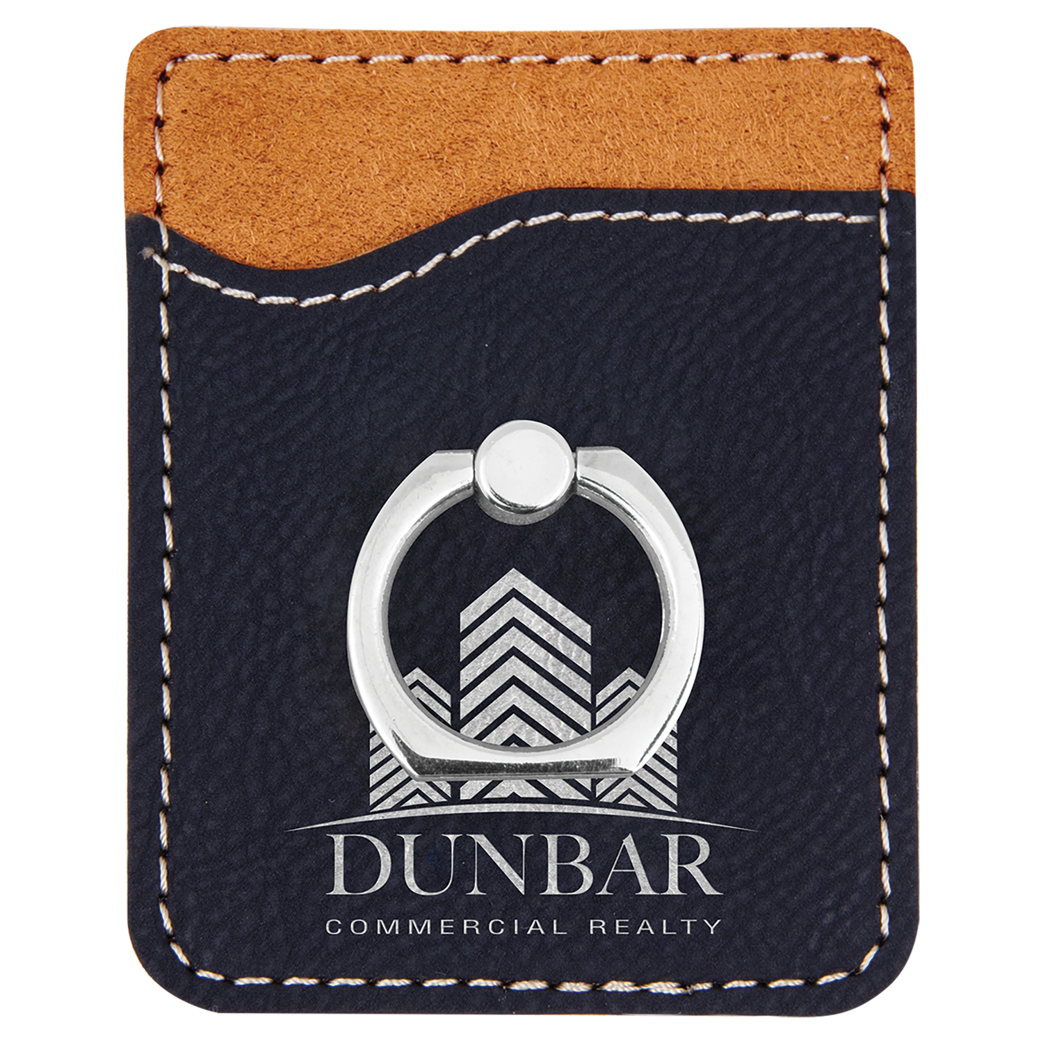 Black/Silver Leatherette Phone Wallet with Ring