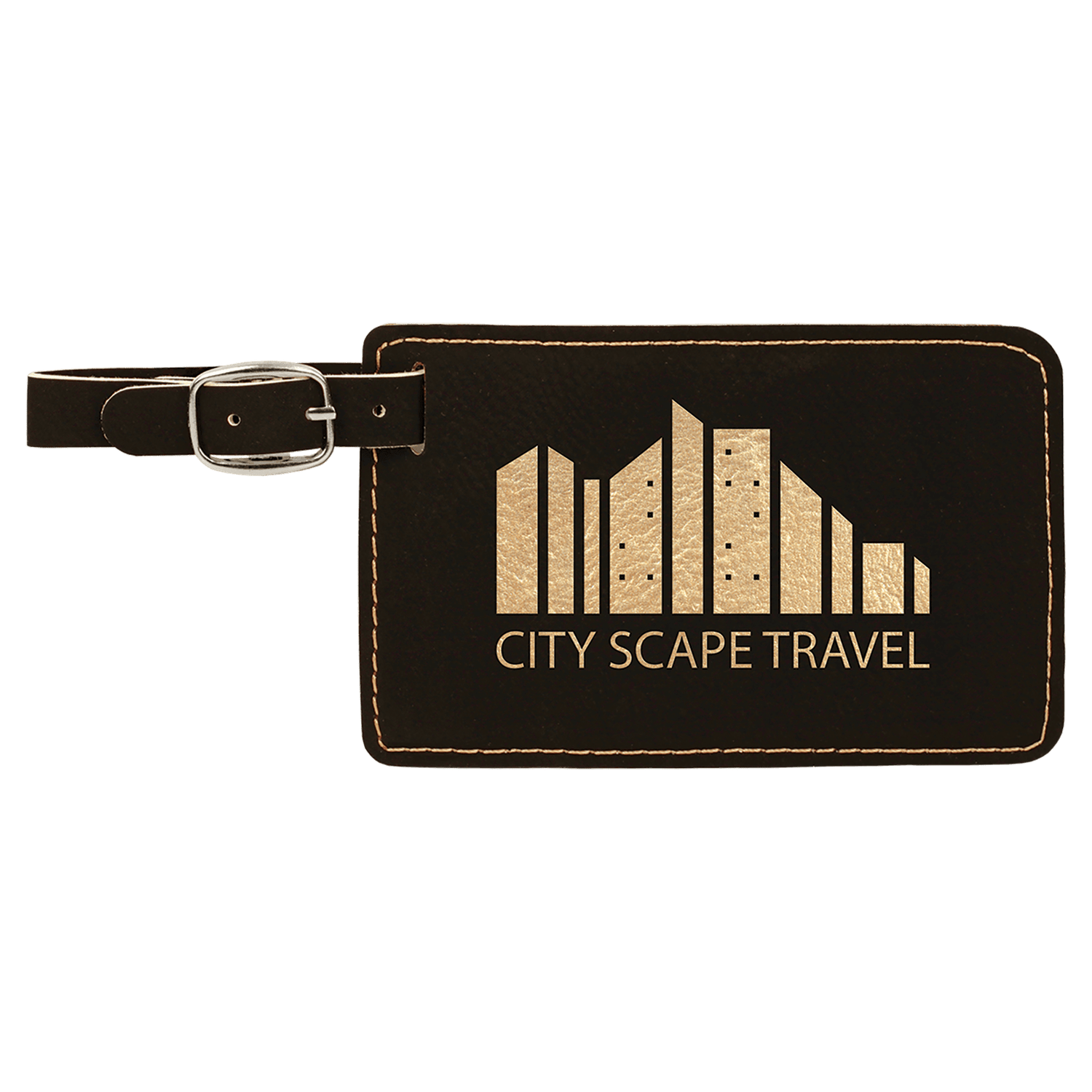 Black/Gold Leatherette Luggage Tag