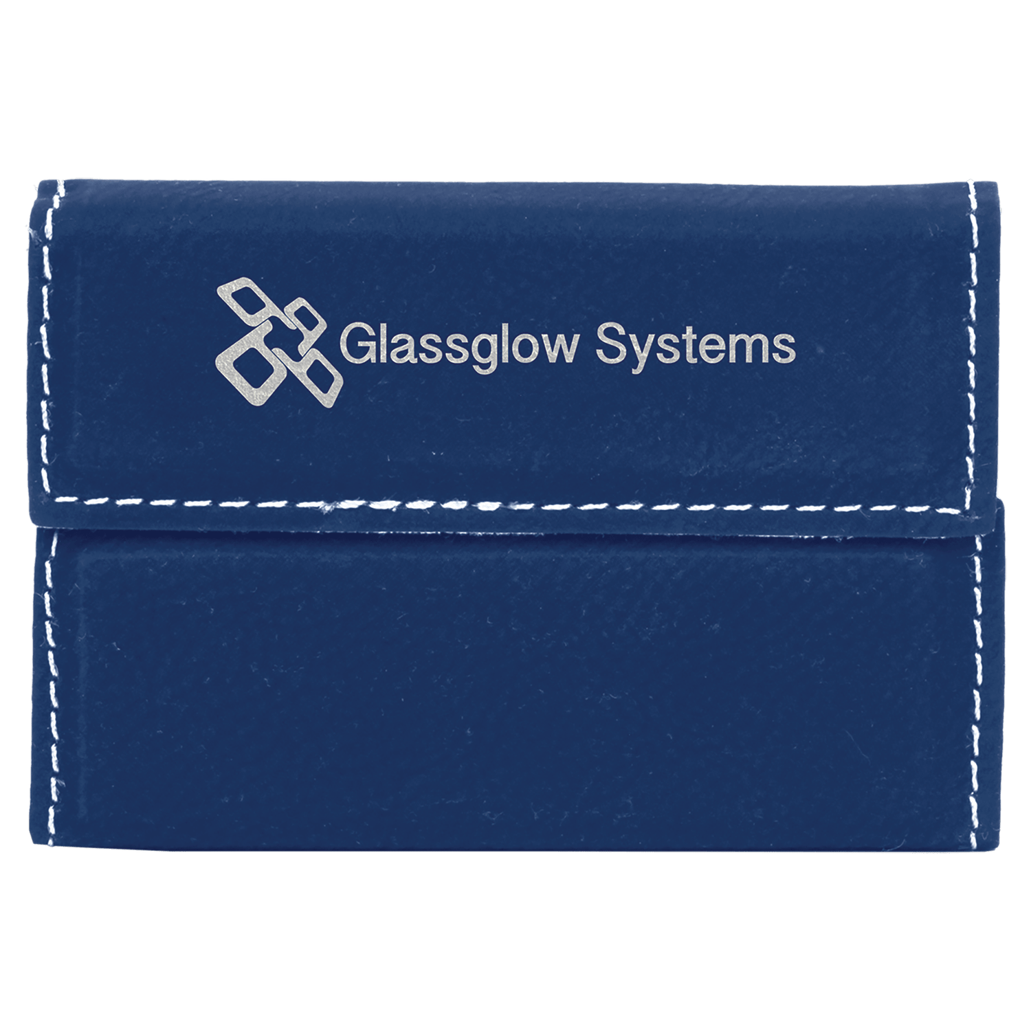 Blue/Silver Leatherette Hard Business Card Case with Magnetic Closure