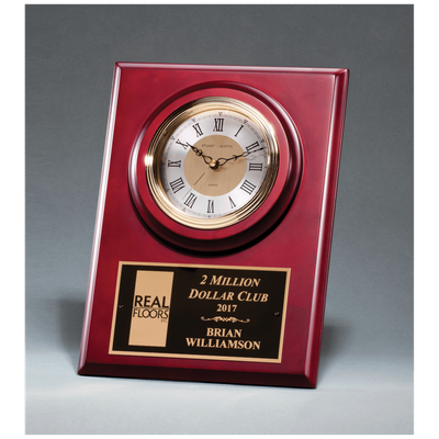 Cherry Finish Clock w/3 Hand Movement, Shelf Stand or Wall Mount