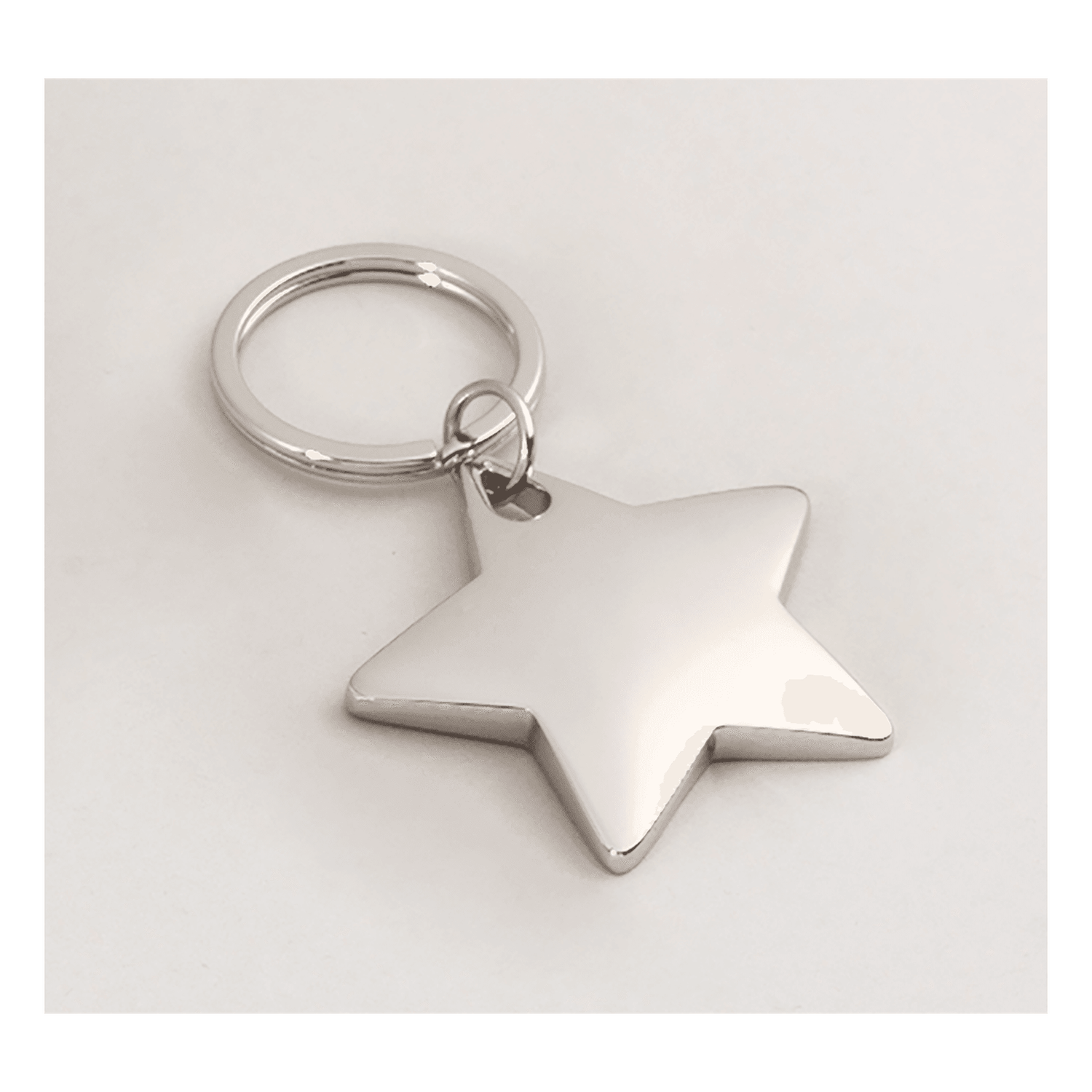 Polished Silver Star Key Ring