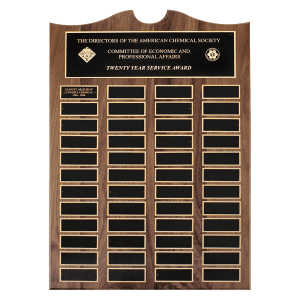American Walnut 48 Plate Perpetual Plaque with Black Brass Plates