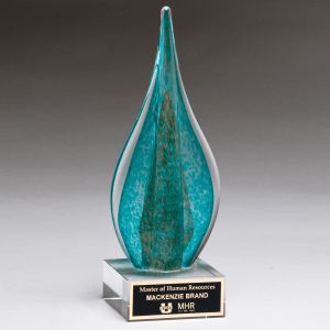 Teal/Green Teardrop with Gold Metallic Accent/Black Laser Aluminum Plate