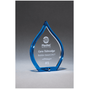 Blue Flame Acrylic with Clear Pop-Out Center and Silver Metal Post