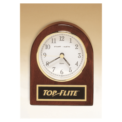 Rosewood Piano Finish Desk Clock with Black Plate