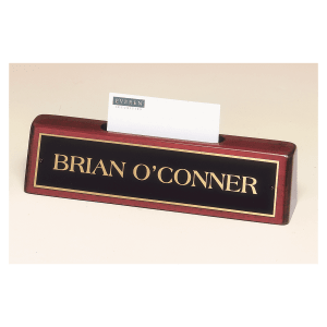 Rosewood Piano Finish Nameplate with Business Card Holder, Plate