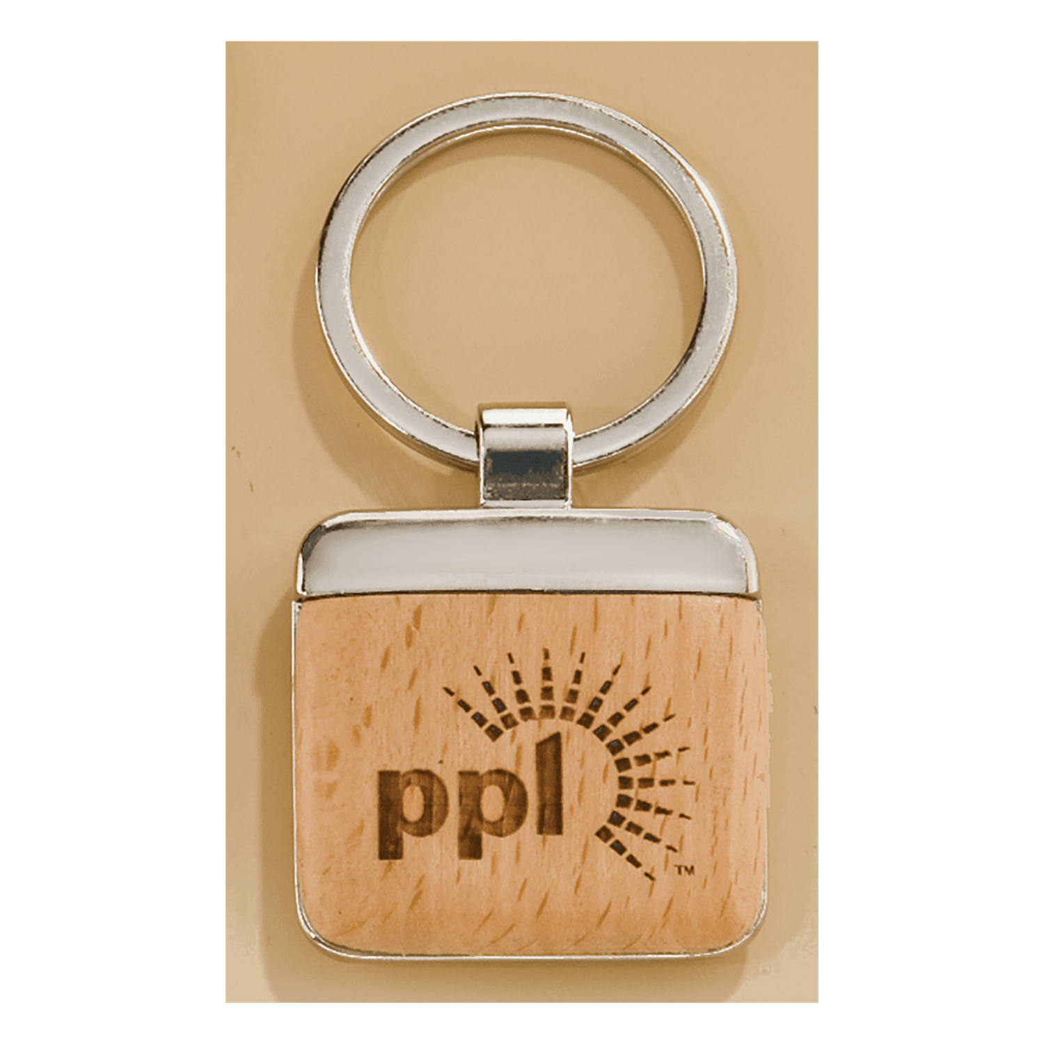 Silver Key Ring with Maplewood Insert